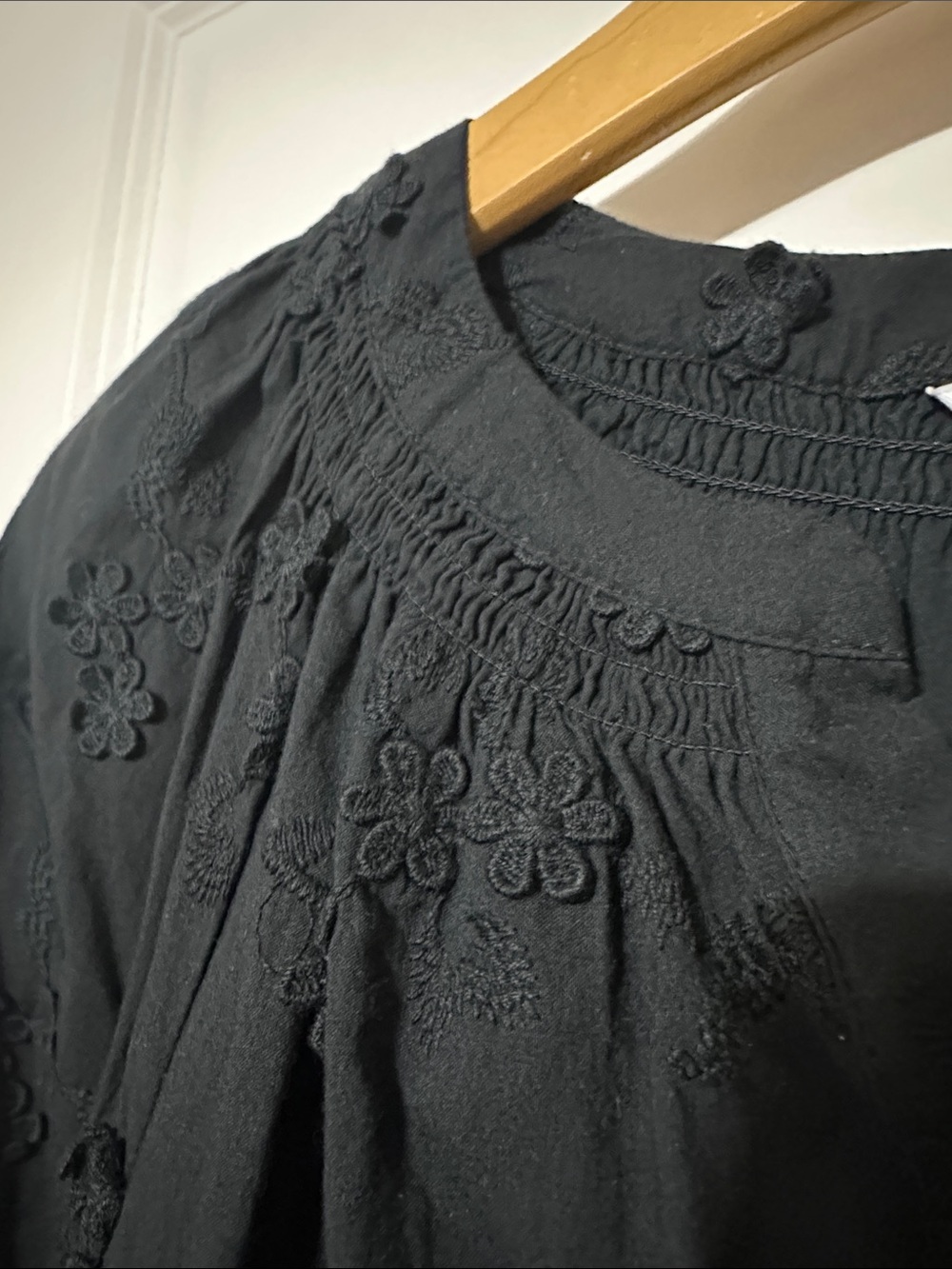 Crown and ivy Black Embroidered Peasant Top - Picture 3 of 4